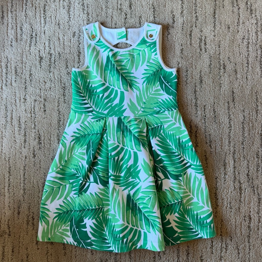 Janie and Jack Green Leaf Print Dress